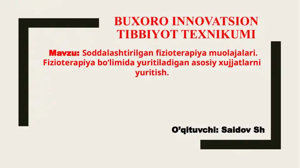Buxoro innovatsion tibbiyot texnikumi