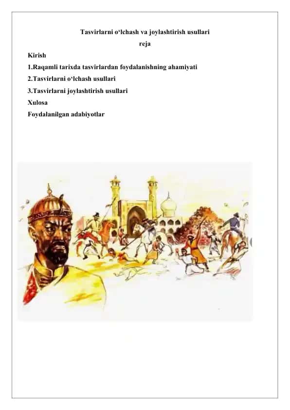 Tasvirlarni o‘lchash va joylashtirish usullari