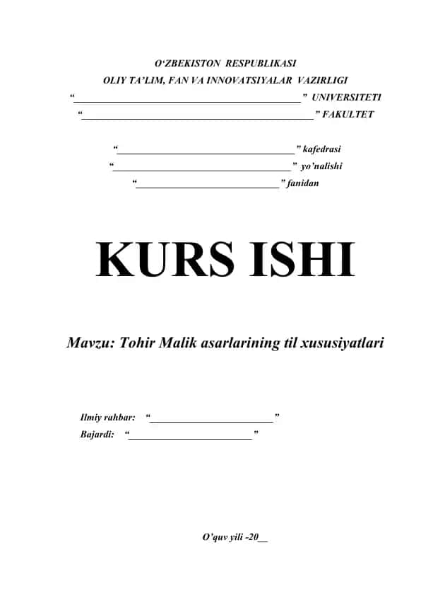 Tohir Malik asarlarining til xususiyatlari