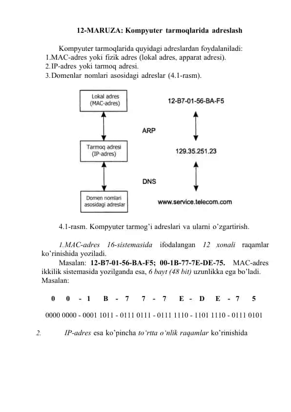 Kompyuter tarmoqlarida adreslash