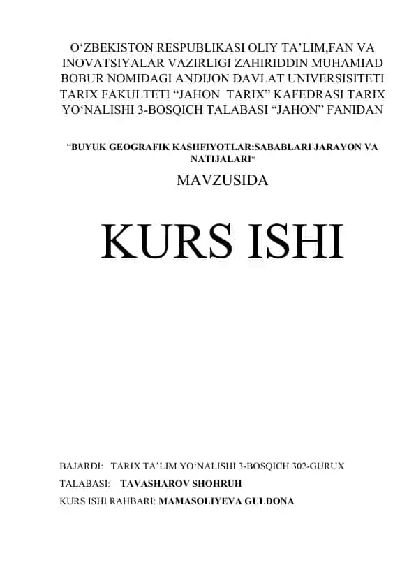 Buyuk geografik kashfiyotlar: Sabablari jarayon va natijalari