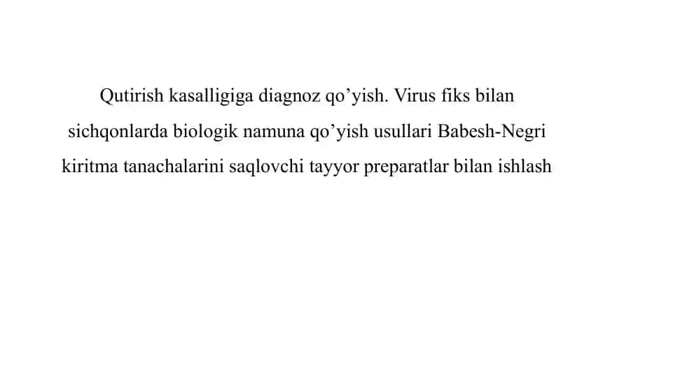Qutirish kasalligi diagnosini qo'yish