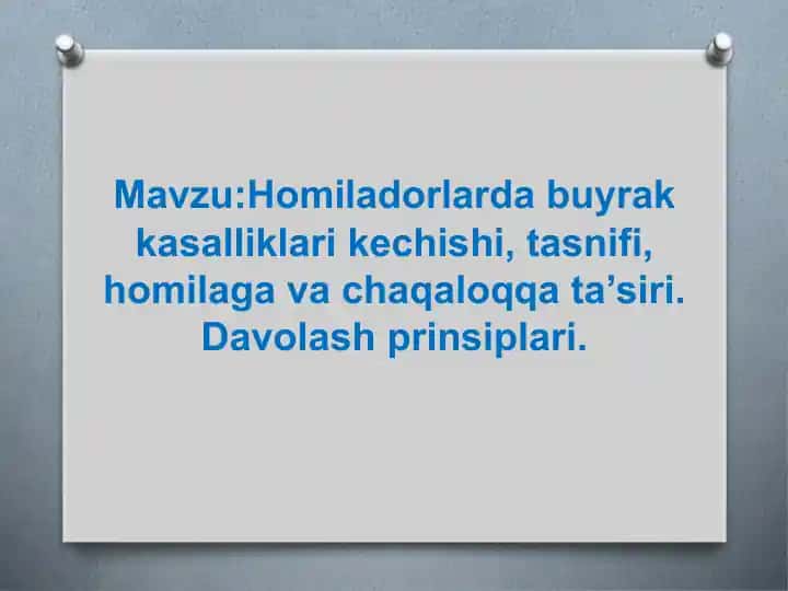 Homiladorlarda buyrak kasalliklari