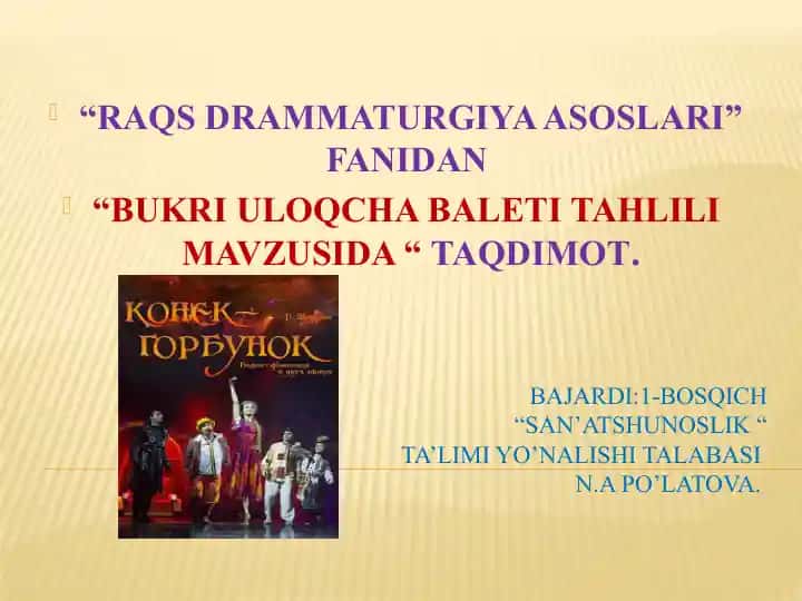 RAQS DRAMMATURGIYA ASOSLARI