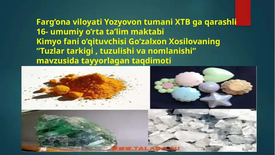 Tuzlar tarkibi, tuzlilishi va nomlanishi