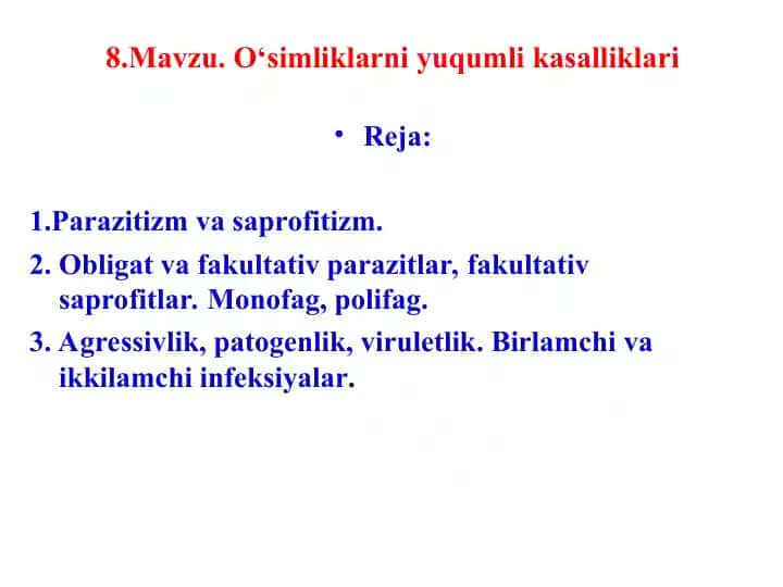 O‘simliklarni yuqumlikasalliklari