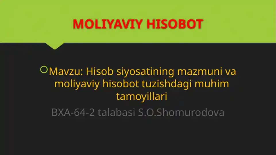 MOLIYAVIY HISOBOT