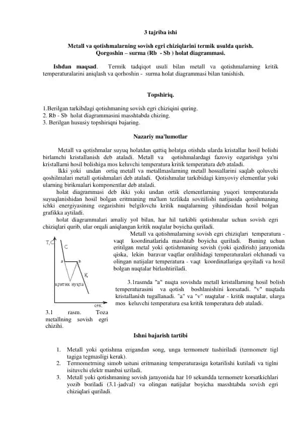 Metall va Qotishmalar Sovish Chiziqi va Qorqoshin - Surma Holat Diagrammasi