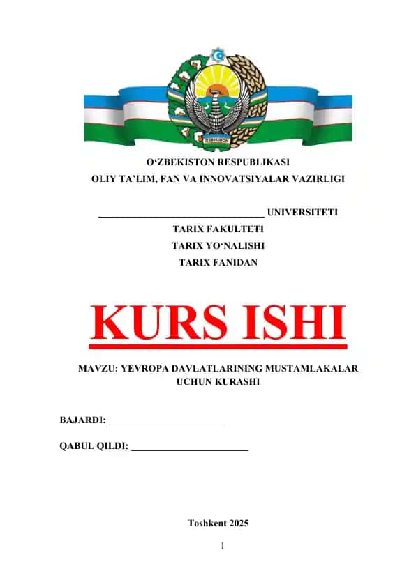 YEVROPA DAVLATLARINING MUSTAMLAKALAR UCHUN KURASHI