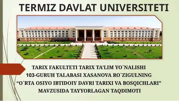 O`rta Osiyo Ibtidoiy Davri Tarixi va Bosqichlari