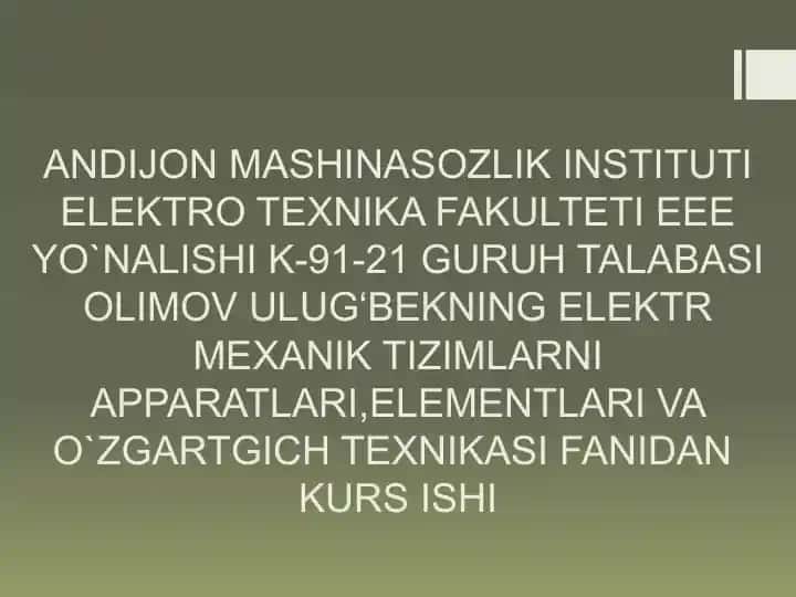 Elektr Mexanik Tizimlarni Apparatlari