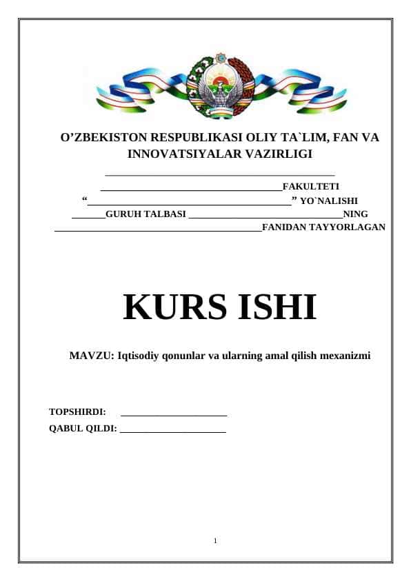 Iqtisodiy qonunlar va ularning amal qilish mexanizmi