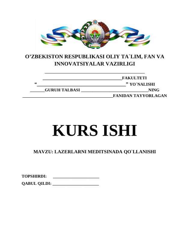LAZERLARNI MEDITSINADA QO`LLANISHI