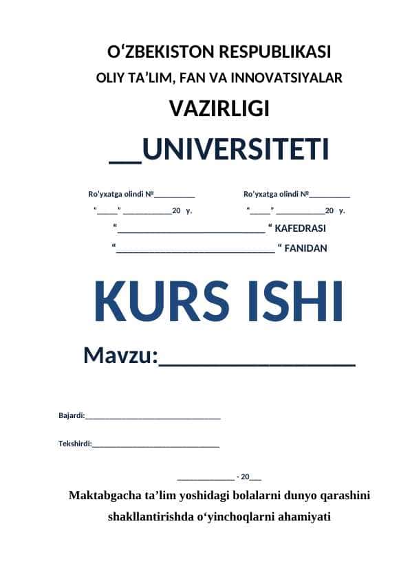 Maktabgacha ta’lim yoshidagi bolalarni dunyo qarashini shakllantirishda oʻyinchoqlarni ahamiyati
