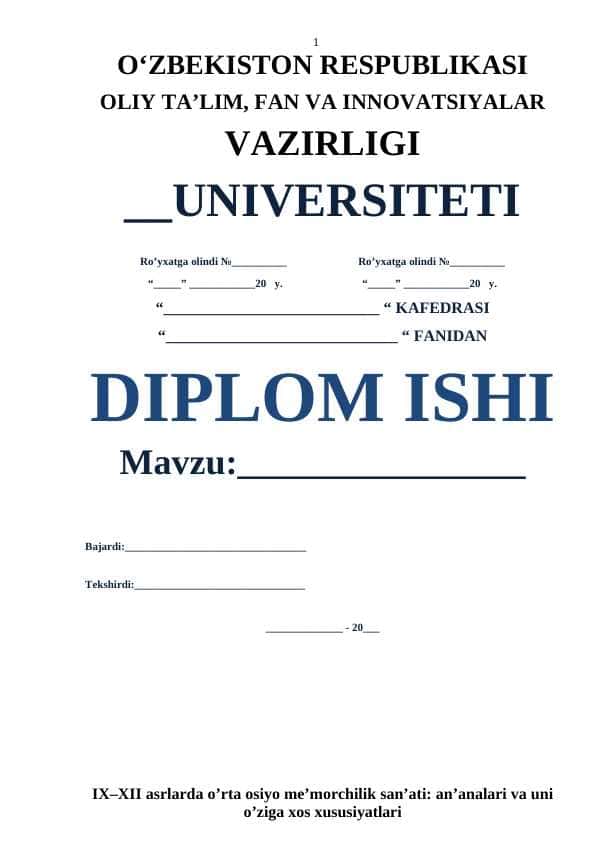 IX–XII asrlarda o’rta osiyo me’morchilik san’ati: an’analari va uni o’ziga xos xususiyatlari