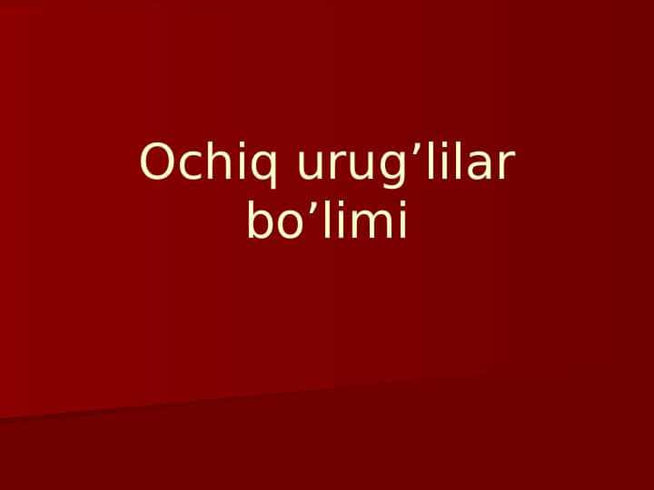 Ochiq urug’lilar bo’limi