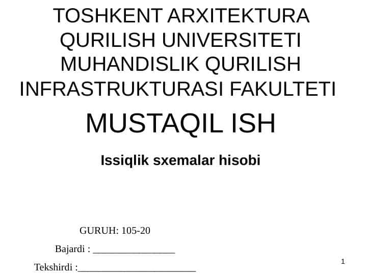 Issiqlik sxemalar hisobi