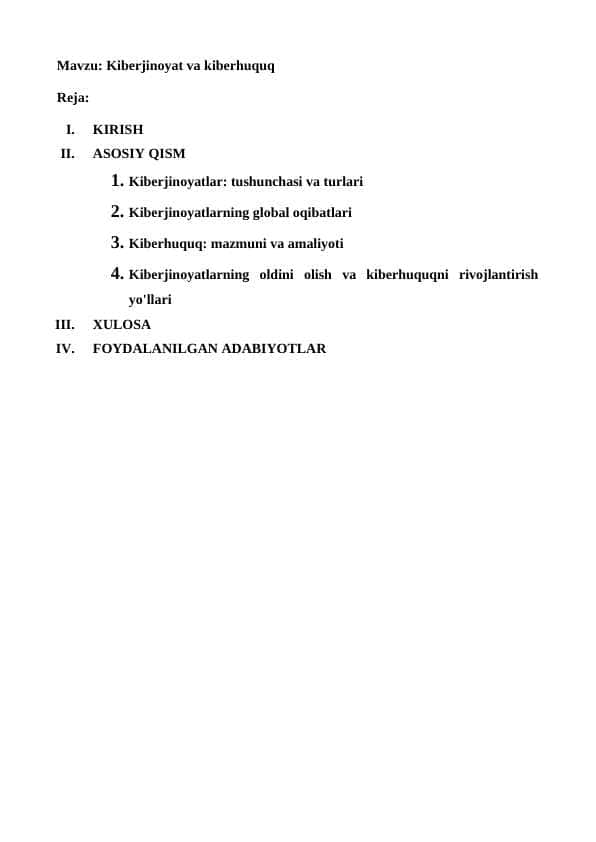 Kiberjinoyat va kiberhuquq