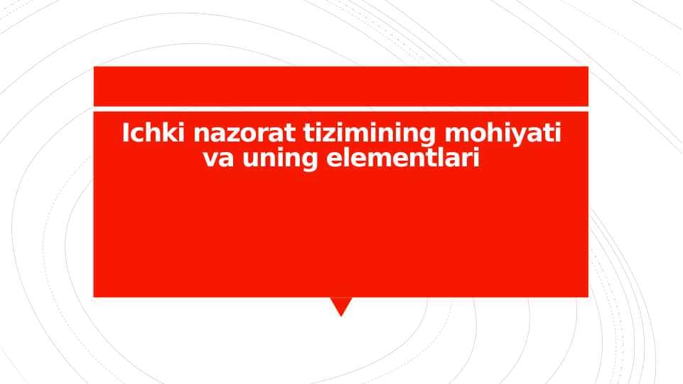Ichki nazorat tizimining mohiyati va uning elementlari