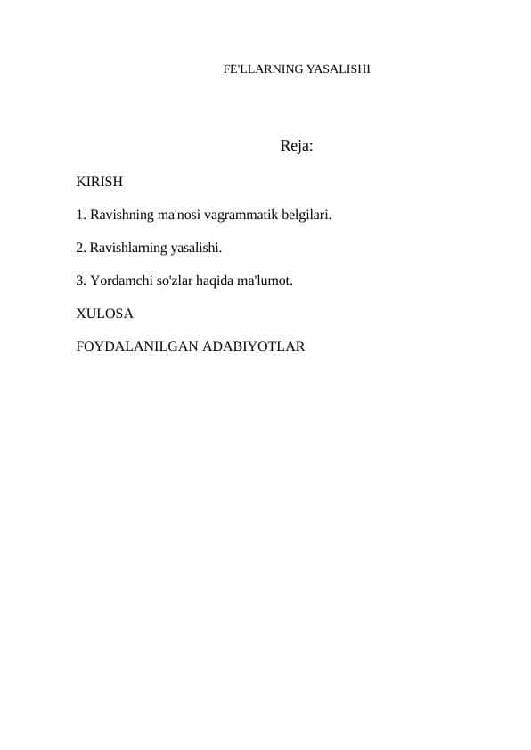 FE'LLARNING YASALISHI