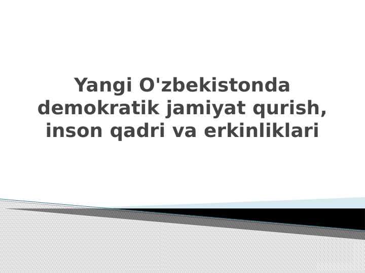Yangi O'zbekistonda demokratik jamiyat qurish, inson qadri va erkinliklari