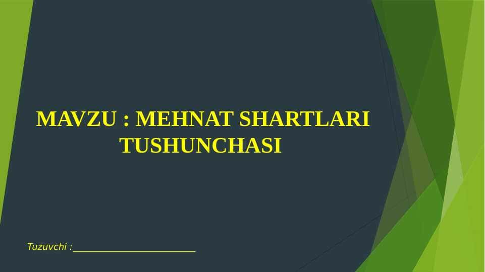MEHNAT SHARTLARI TUSHUNCHASI
