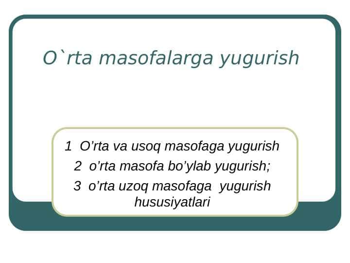 O`rta masofalarga yugurish