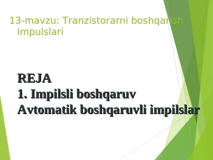 Tranzistorarni boshqarish impuluslari