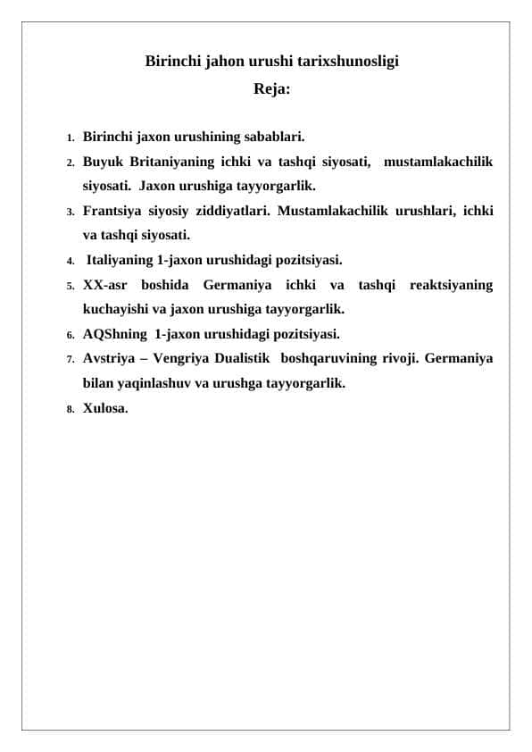 Birinchi jahon urushi tarixshunosligi 24