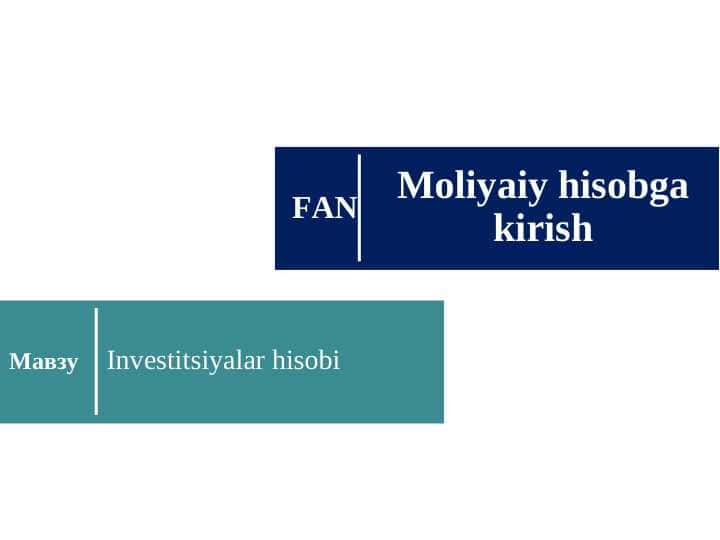 Investitsiyalar hisobi