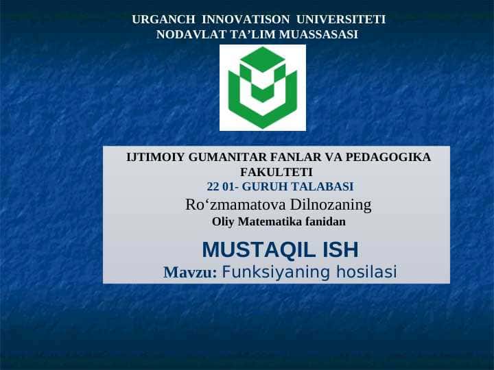 Funksiyaning hosilasi