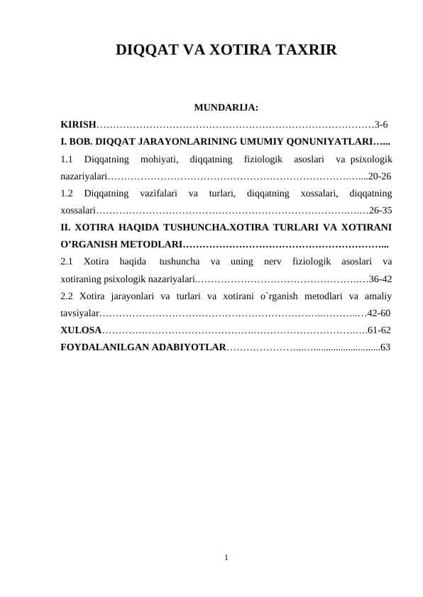 DIQQAT VA XOTIRA TAXRIR