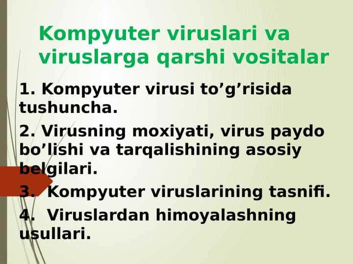 Kompyuter viruslаri vа viruslаrgа qаrshi vositаlаr