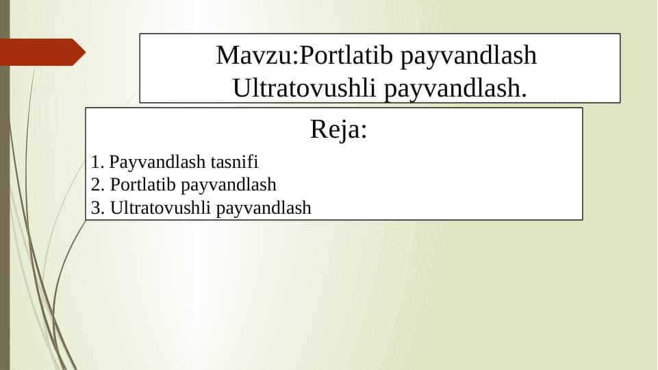 Portlatib payvandlash Ultratovushli payvandlash.