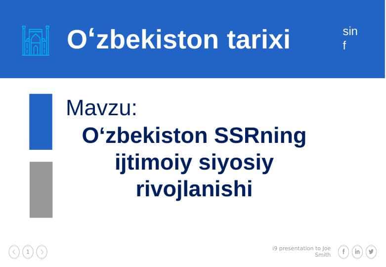 O‘zbekiston SSRning ijtimoiy siyosiy rivojlanishi