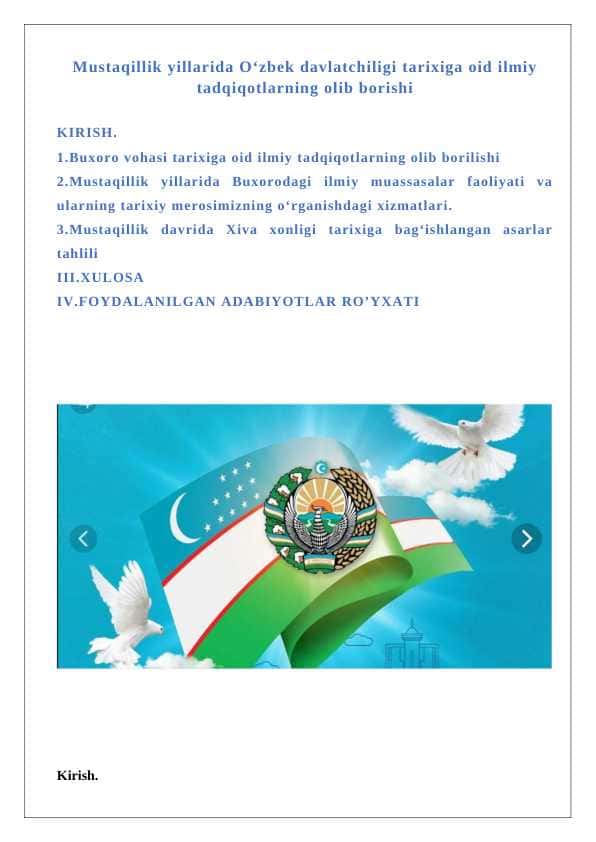 Mustaqillik yillarida O‘zbek davlatchiligi tarixiga oid ilmiy tadqiqotlarning olib borishi 23