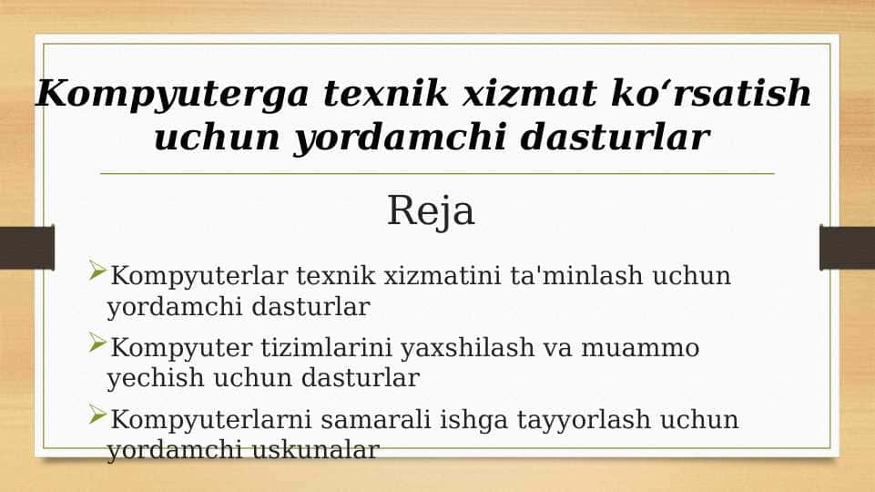 Kompyuterga texnik xizmat koʻrsatish