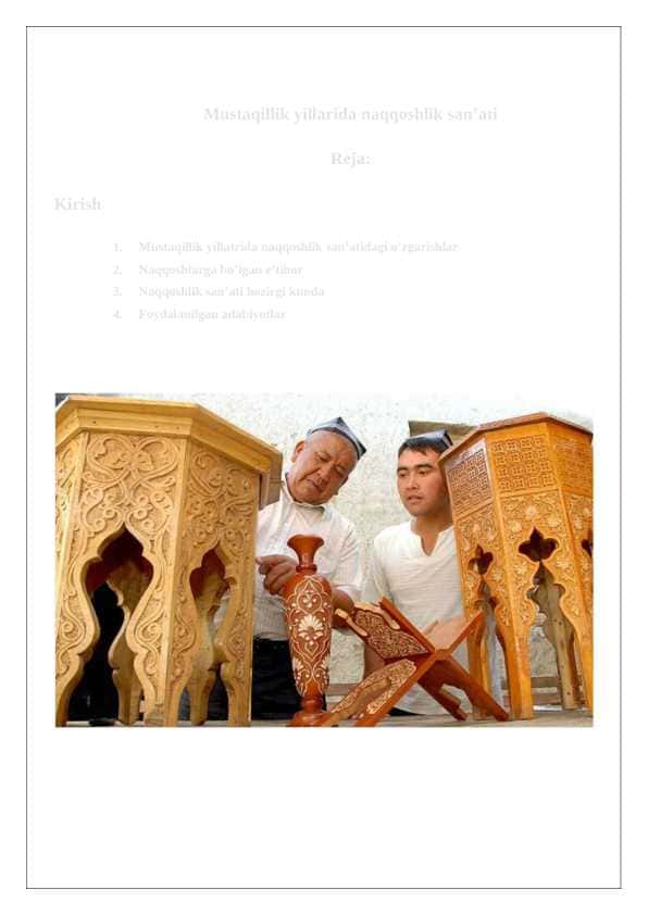 Mustaqillik yillarida naqqoshlik san’ati