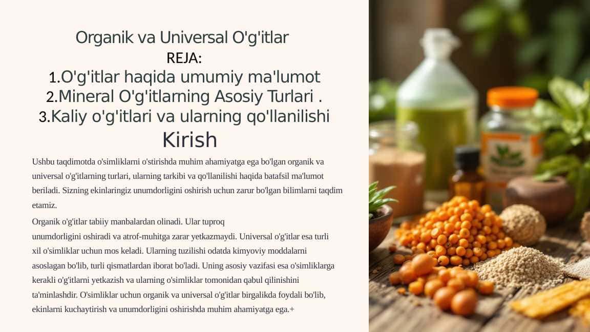 Organik va Universal O'g'itlar