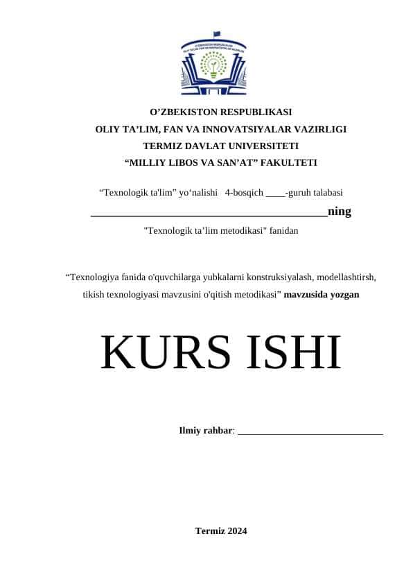 Texnologiya fanida o'quvchilarga yubkalarni konstruksiyalash, modellashtirsh, tikish texnologiyasi mavzusini o'qitish metodikasi