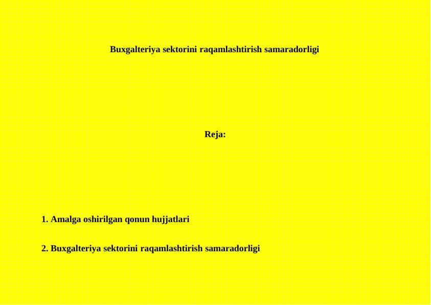 Buxgalteriya sektorini raqamlashtirish samaradorligi