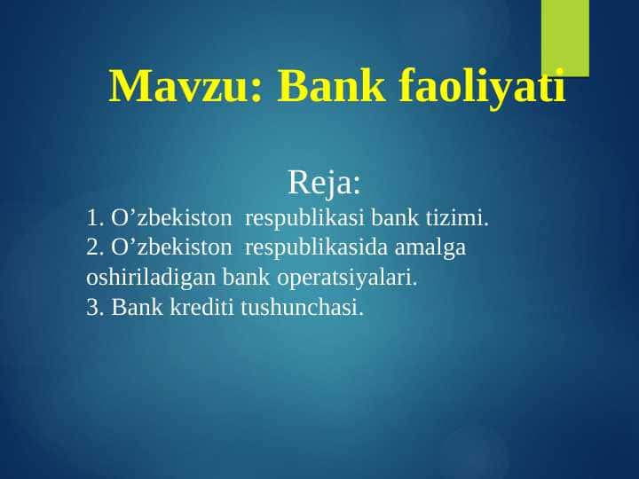 Bank faoliyati