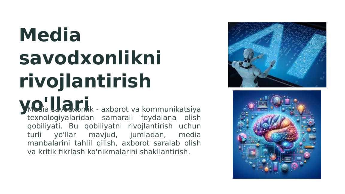 Media savodxonlikni rivojlantirish yo'llari