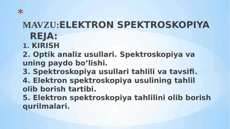 ELEKTRON SPEKTROSKOPIYA