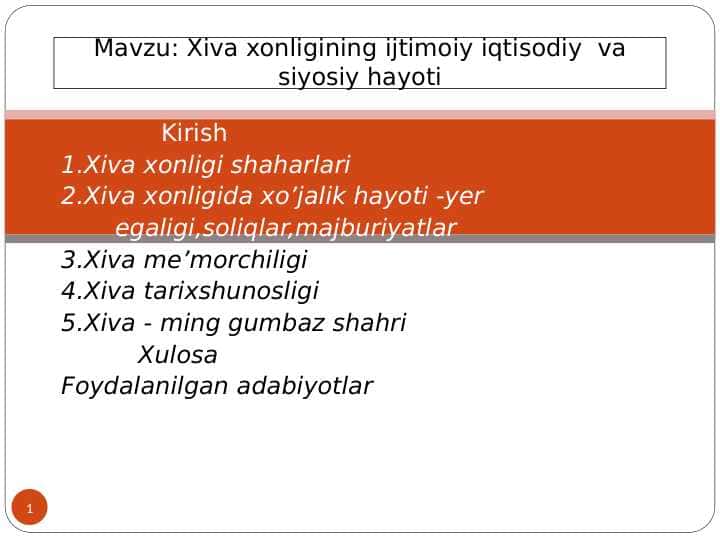 Xiva xonligining ijtimoiy iqtisodiy va siyosiy hayoti