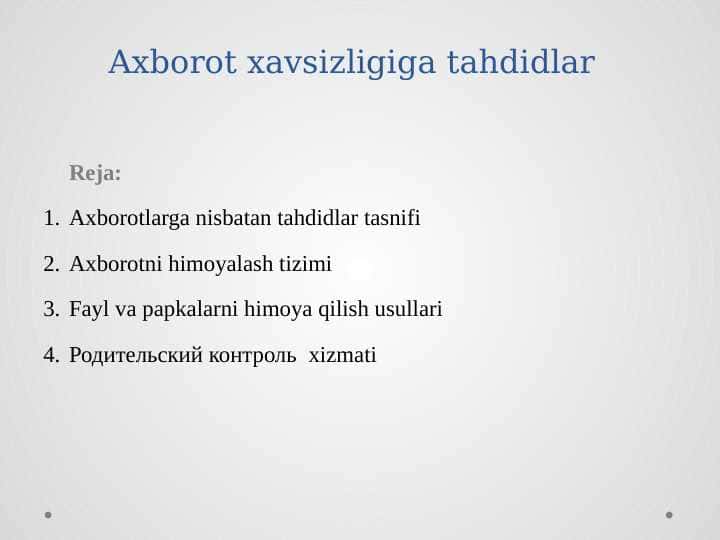 Axborot xavsizligiga tahdidlar
