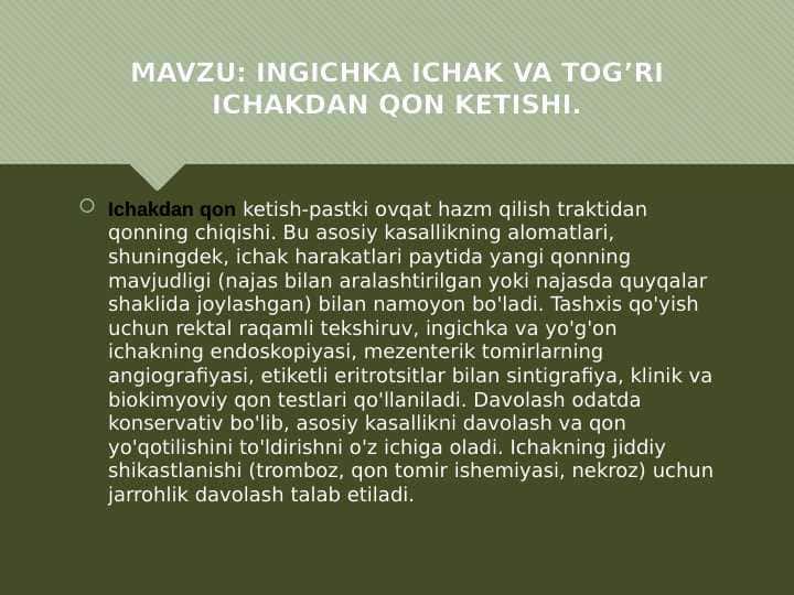 Ingichka va to‘g‘ri ichaklardan qon ketishi