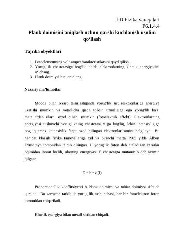 laboratoriya jumısı