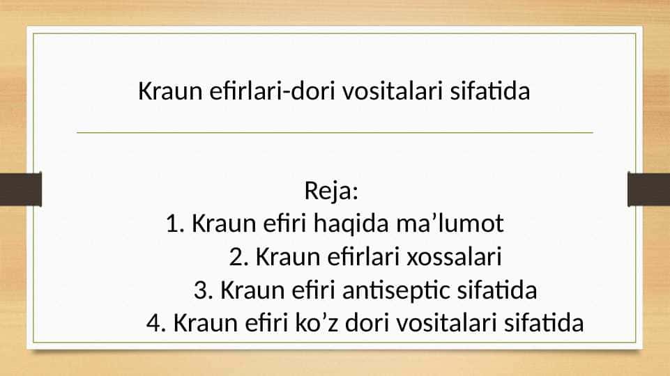 Kraun efirlari-dori vositalari sifatida