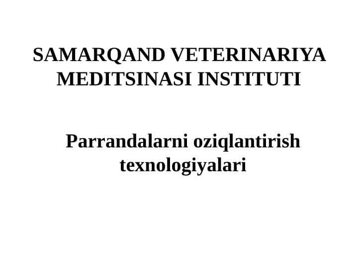 SAMARQAND VETERINARIYA MEDITSINASI INSTITUTI
